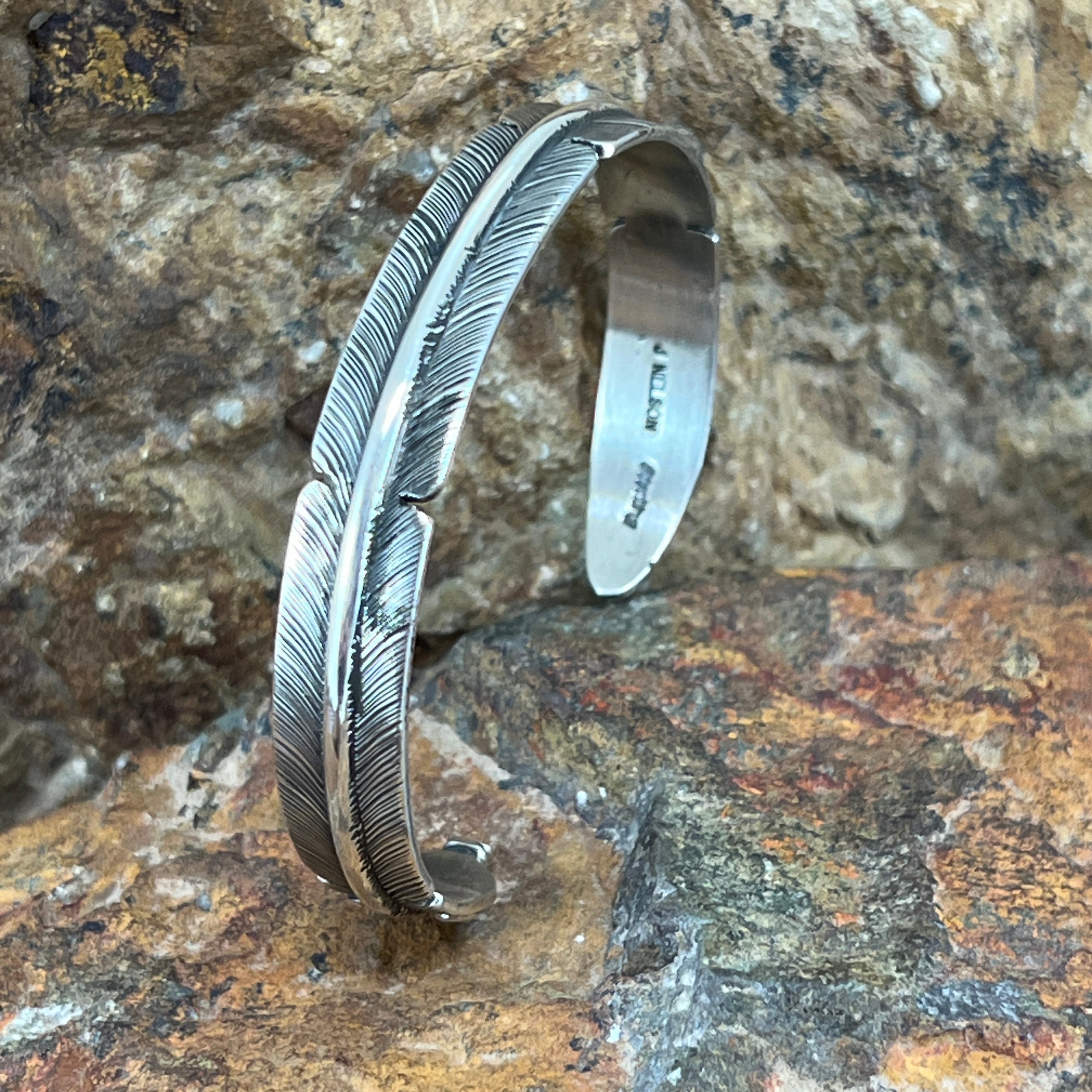 Navajo Sterling Silver Feather Bracelet by Benny Ration - Yourgreatfinds